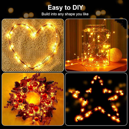 Aurora Glow Battery Fairy Lights – Flameless LED String Lights Safe for Bedroom, Cool to Touch with Auto Timer