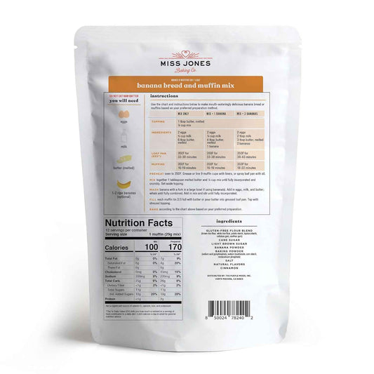 Miss Jones Baking Banana Bread & Muffin Mix - Thoughtful Vegan Gluten-Free Gift for the Health-Conscious Home Baker