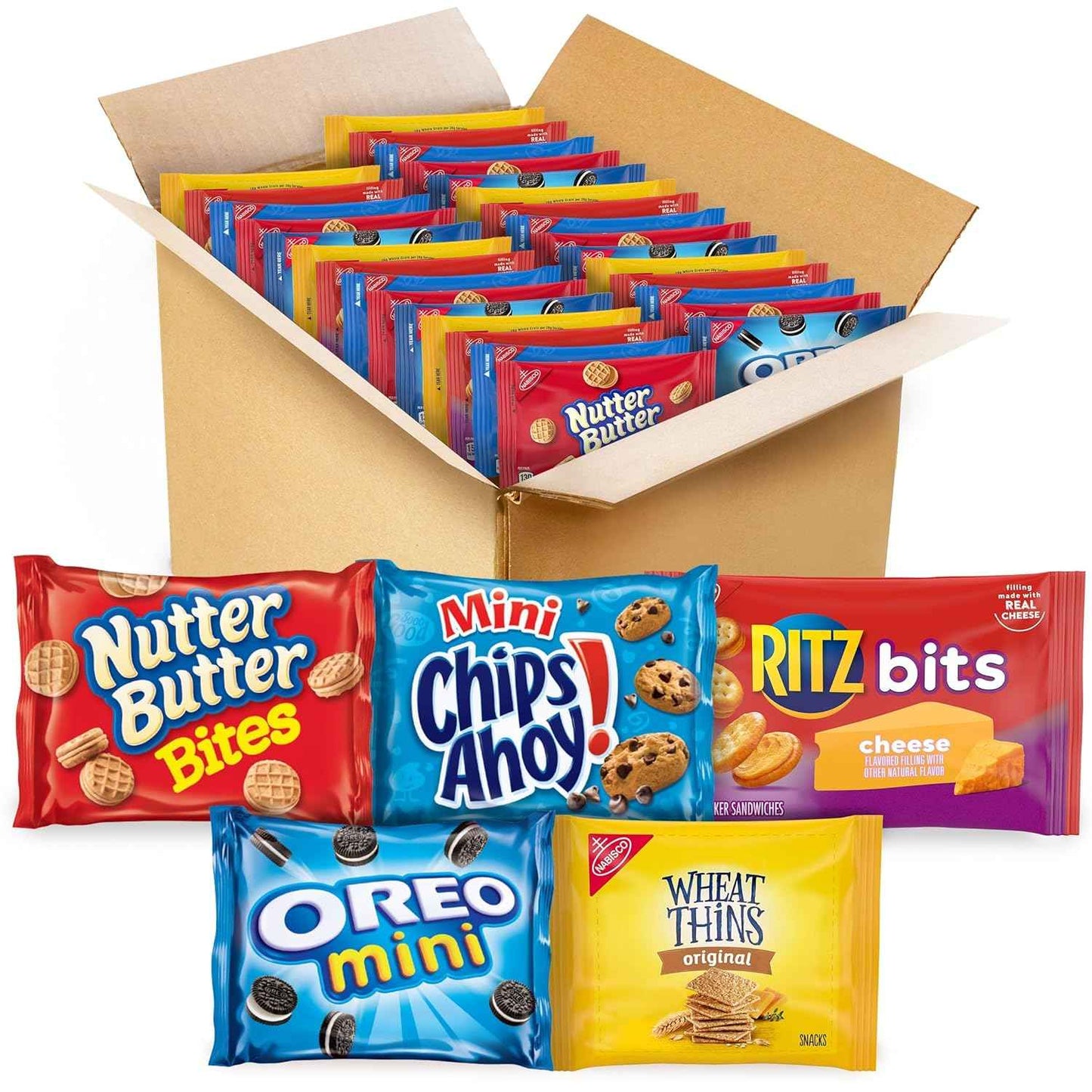 Nabisco Cookie & Cracker Variety Pack – Birthday Goodie Bag Stuffer for Kids, 50 Mini Snack Packs