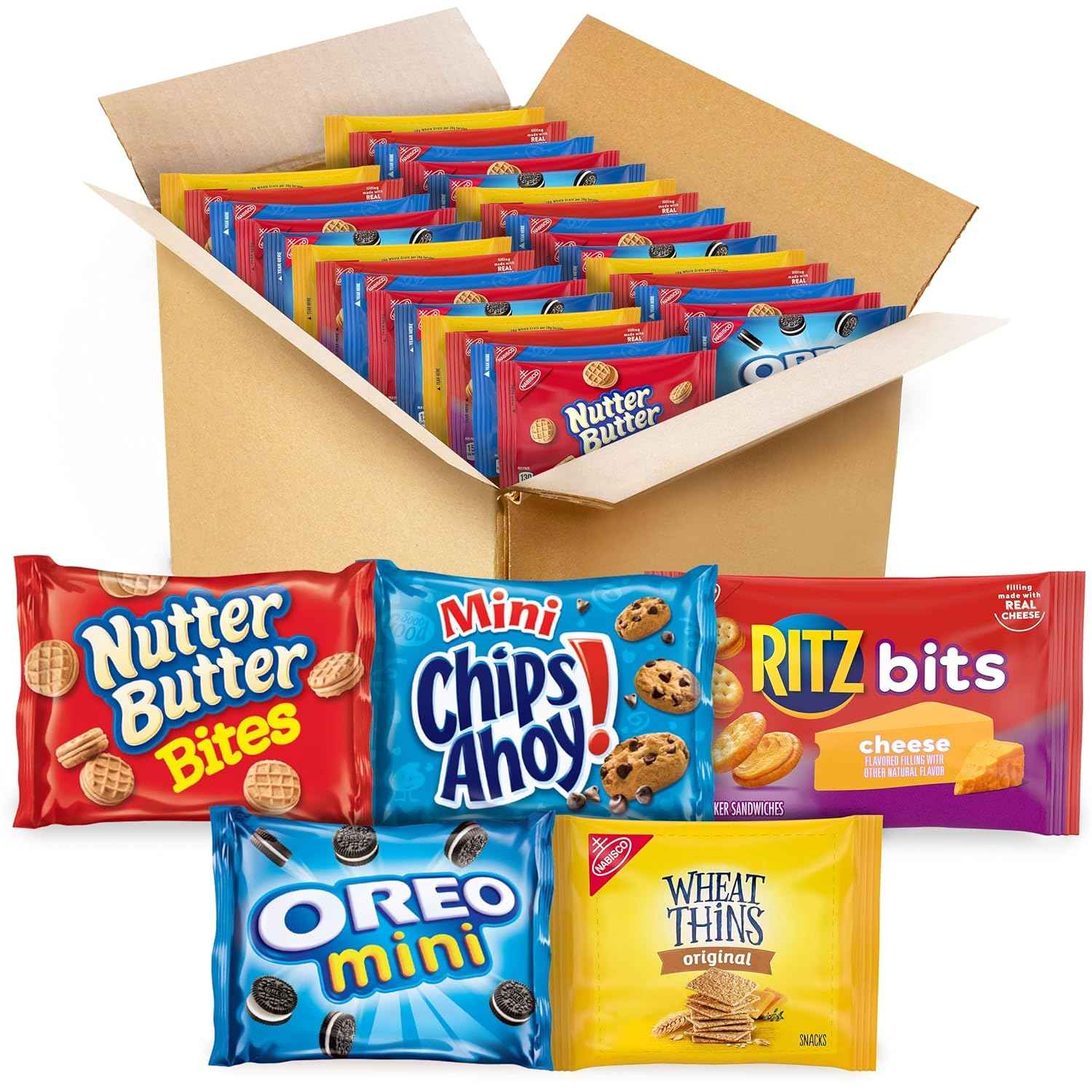 Nabisco Cookie & Cracker Variety Pack – Birthday Goodie Bag Stuffer for Kids, 50 Mini Snack Packs