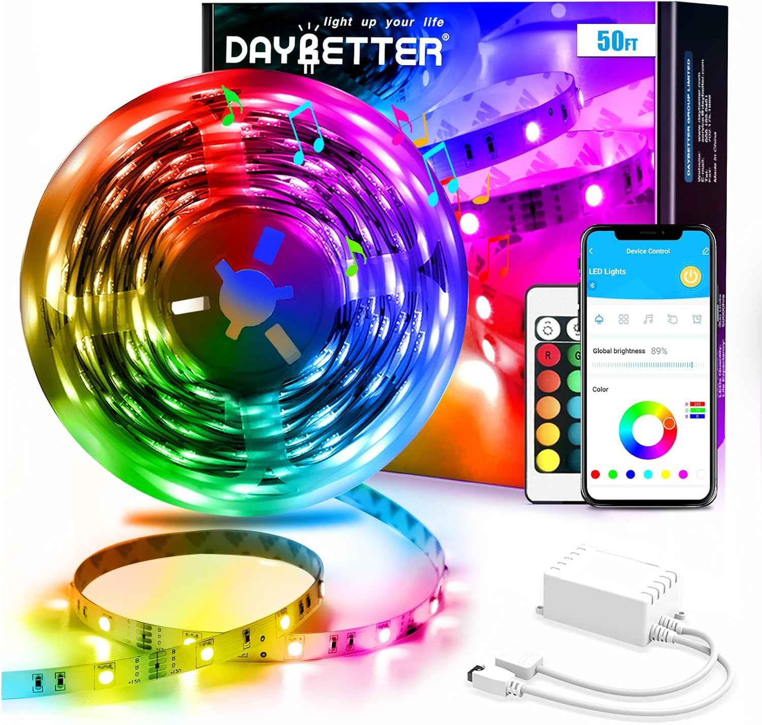 DAYBETTER Music Sync LED Strip 100ft – Holiday Gift for Gamers and Content Creators