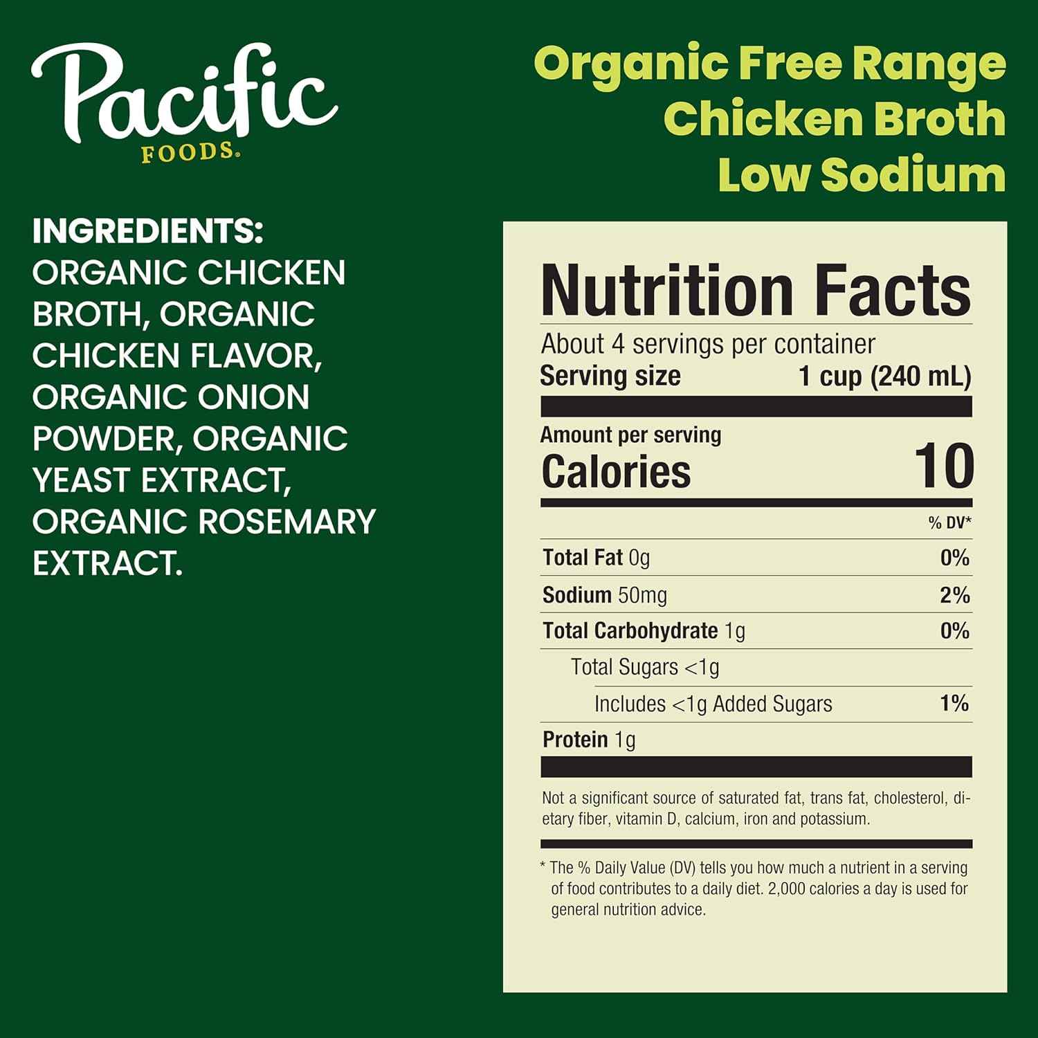 Pacific Foods Low Sodium Chicken Broth – Desk Lunch Sip Broth for Focused Workdays, 8 oz (4 Pack)