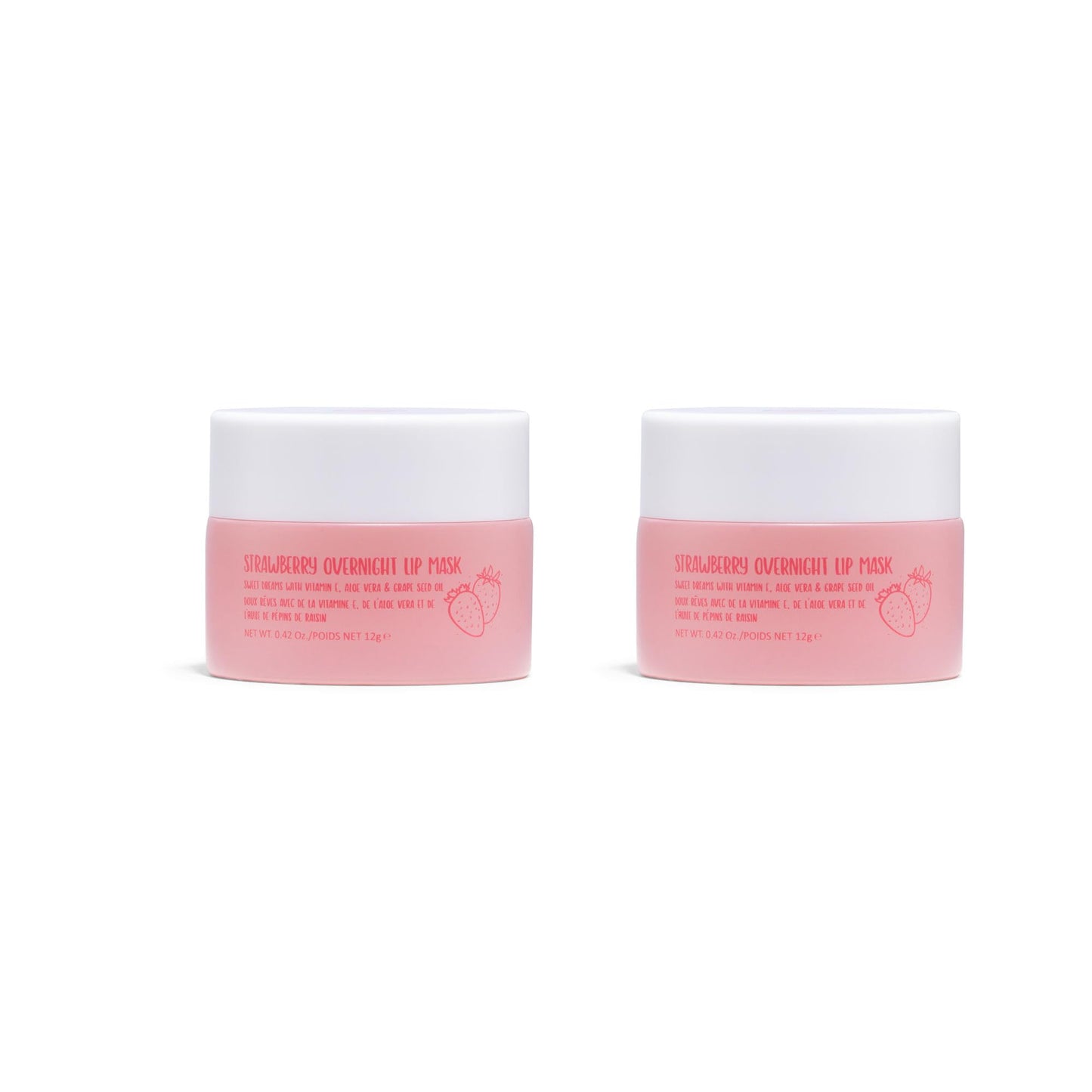 W7 Sweet Dreams Overnight Strawberry Lip Mask - Vitamin E, Aloe Vera and Grape Seed Oil - For Hydrated, Full Looking &amp;amp; Irresistible Lips - 2 Pack - 0.40 Fl Oz