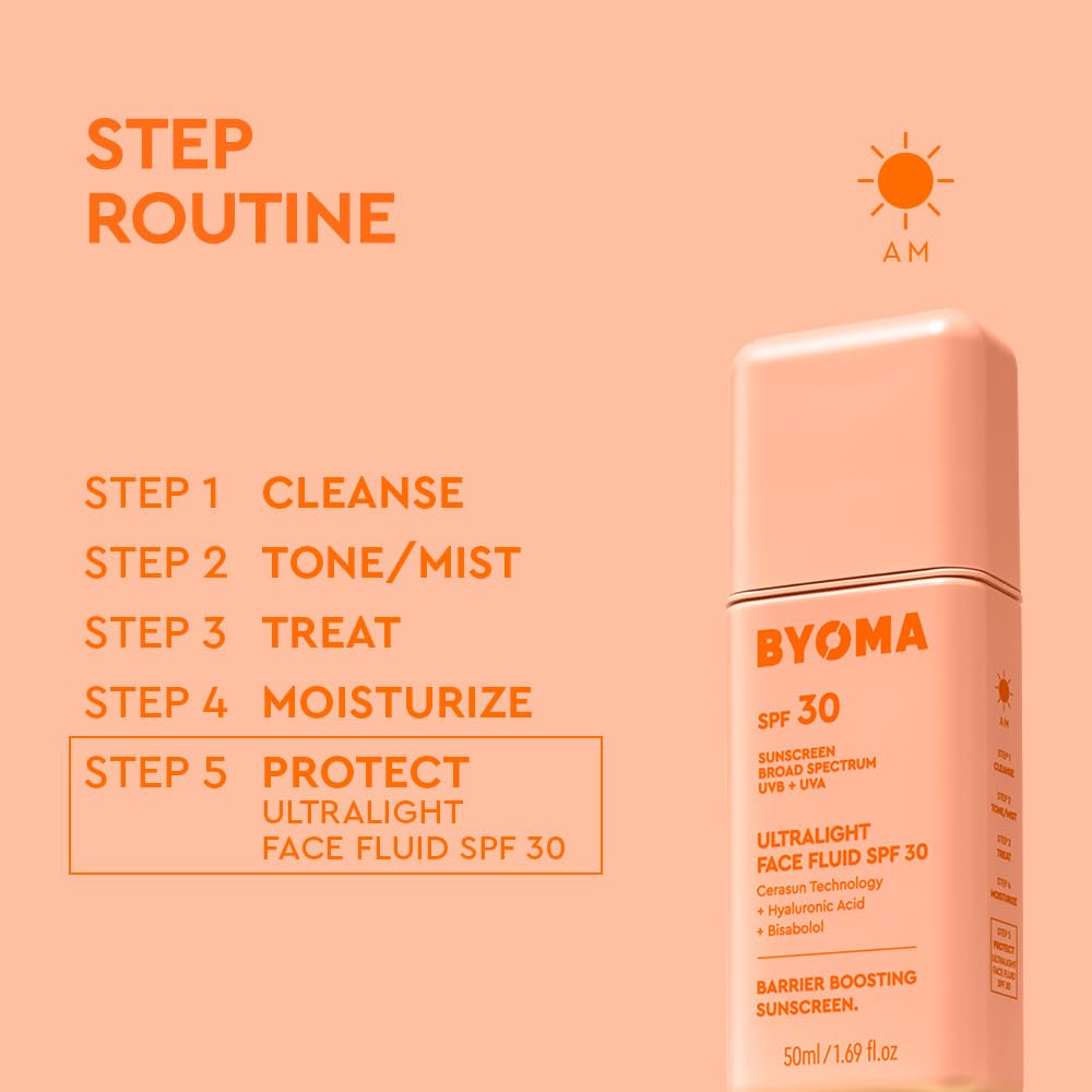 BYOMA_SPF_30_Face_Fluid_-_Ultra-Lightweight_Facial_Sunscreen_for_All_Skin_Tones_-_Luminous_Glow,_No_White_Cast_-_SPF_Moisturizer_Strengthens_Skin_Barrier_-_1.69_fl.oz