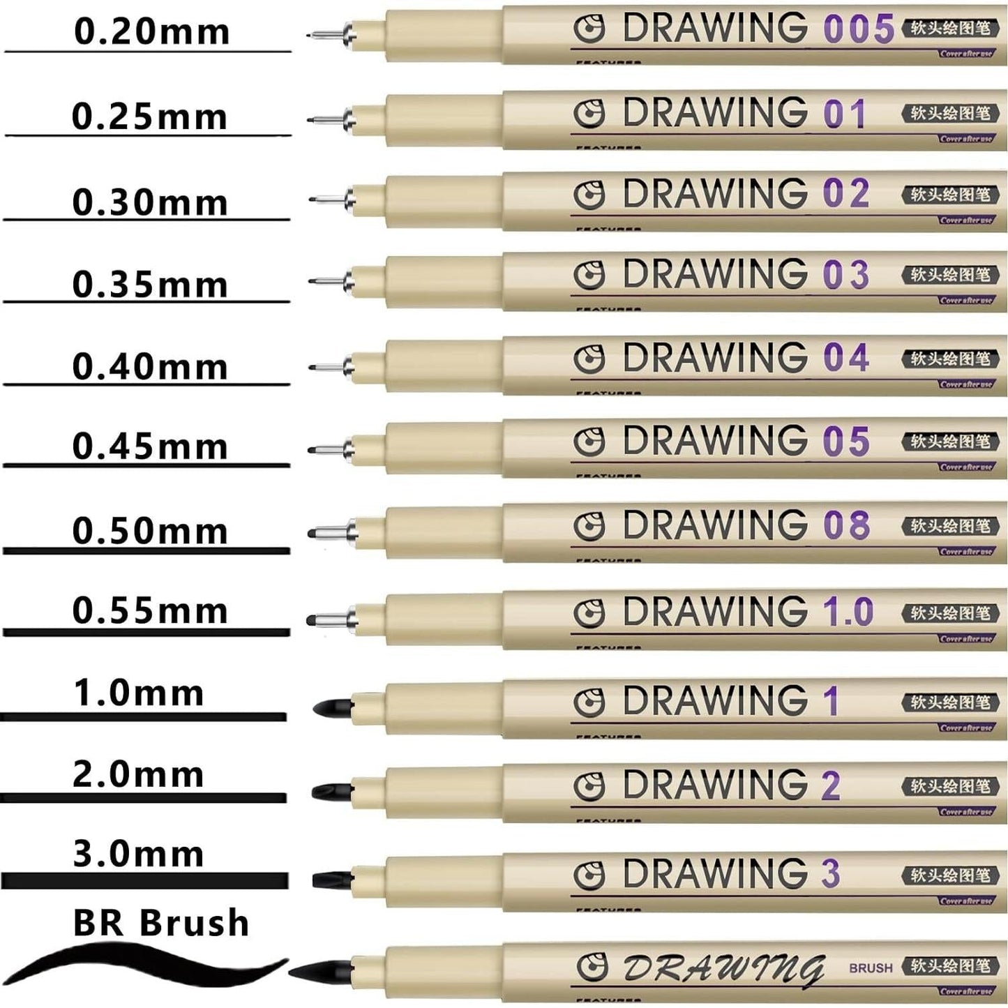 Micro_Fineliner_Drawing_Art_Pens:_12_Black_Fine_Line_Waterproof_Ink_Set_Artist_Supplies_Archival_Inking_Markers_Liner_Professional_Paintmarkers_Sketch_Outline_Anime_Sketching_Watercolor_Zentangle_Gift_Stuff