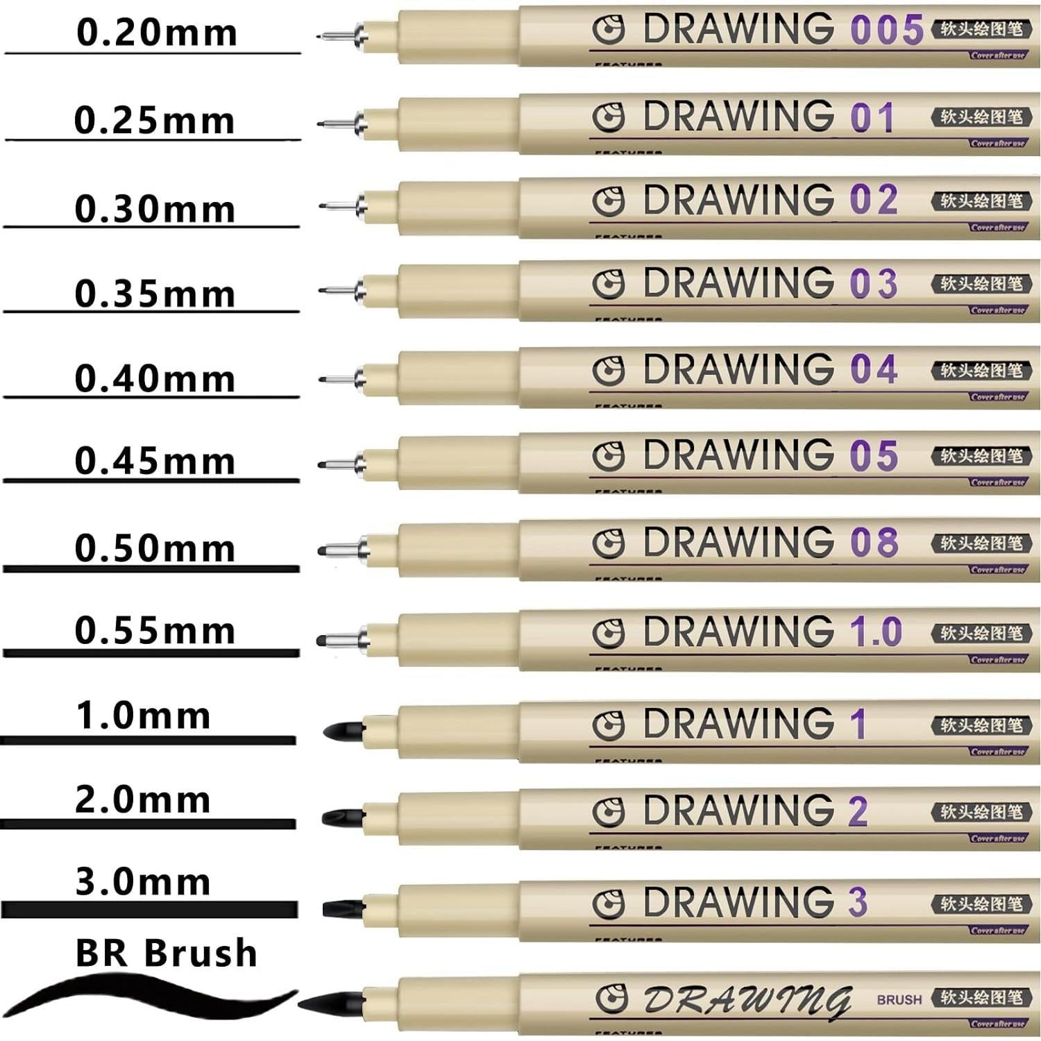 Micro_Fineliner_Drawing_Art_Pens:_12_Black_Fine_Line_Waterproof_Ink_Set_Artist_Supplies_Archival_Inking_Markers_Liner_Professional_Paintmarkers_Sketch_Outline_Anime_Sketching_Watercolor_Zentangle_Gift_Stuff