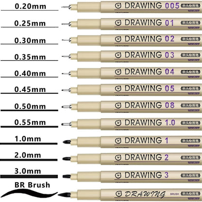 Micro_Fineliner_Drawing_Art_Pens:_12_Black_Fine_Line_Waterproof_Ink_Set_Artist_Supplies_Archival_Inking_Markers_Liner_Professional_Paintmarkers_Sketch_Outline_Anime_Sketching_Watercolor_Zentangle_Gift_Stuff