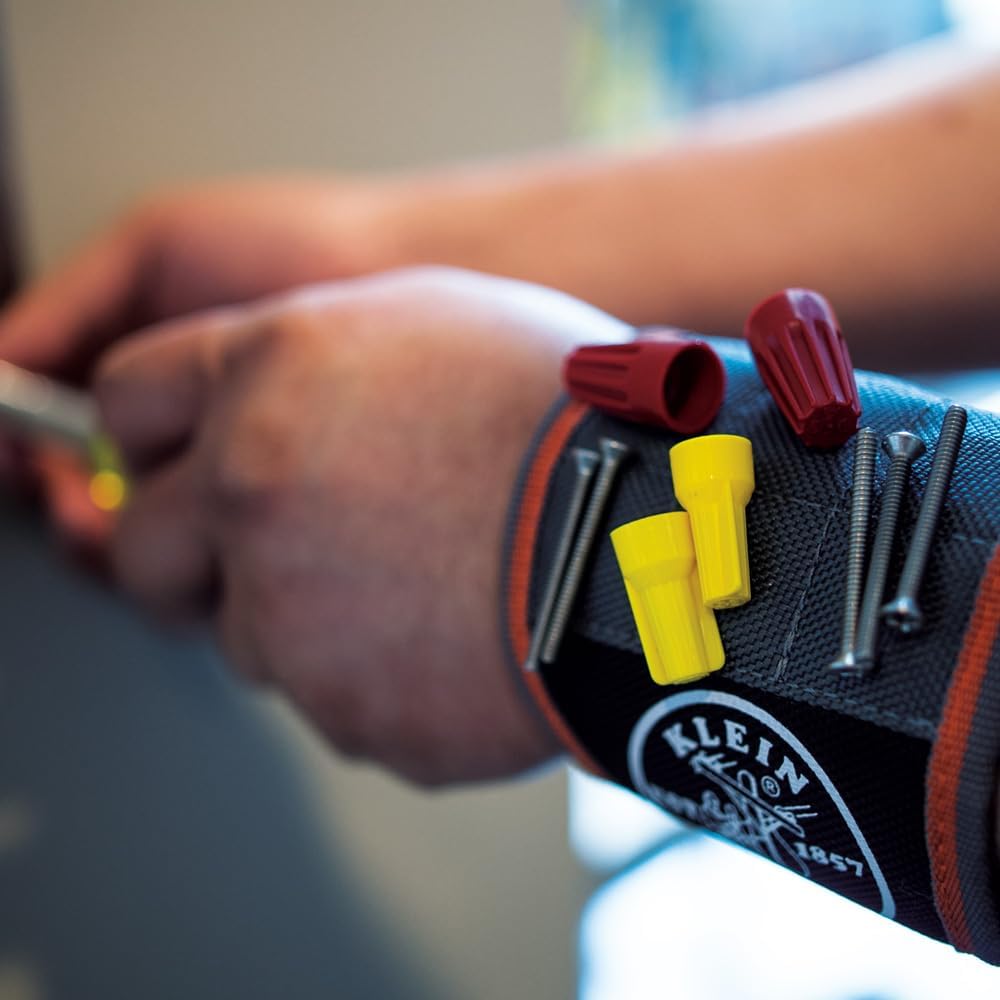 Klein_Tools_55895_Magnetic_Wristband,_Tradesman_Pro_Tool_Wristband_Holds_Wire_Connectors,_Screws,_Nails,_Drill_Bits,_With_Breathable_Mesh