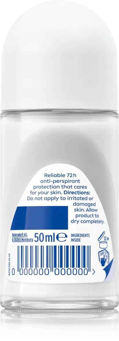 NIVEA Extra Bright 8 Super Food Vitamin C Collagen Booster Underarm Roll-On Deodorant, Alcohol-Free, 72HR Odor Protection, Smooth & Bright Skin, 50ml, 1.69oz, Pack of 3