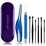POZILAN Ear Cleaning Kit with LED Light - 15 Pack Ear Wax Removal Kit for Kids and Adults, Earwax Spoon Digger & Tweezers for Ear Cleaning Tool Present Set