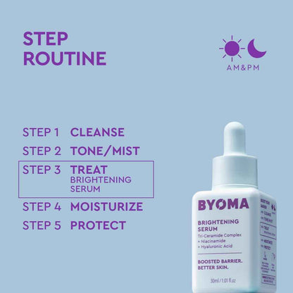 BYOMA Brightening Serum - Barrier Repair Serum - Brightening & Hydrating Face Serum with Hyaluronic Acid, Niacinamide & Ceramides - Hyaluronic Acid Serum For Face, Glowing, Radiant Skin - 1.01 fl. oz