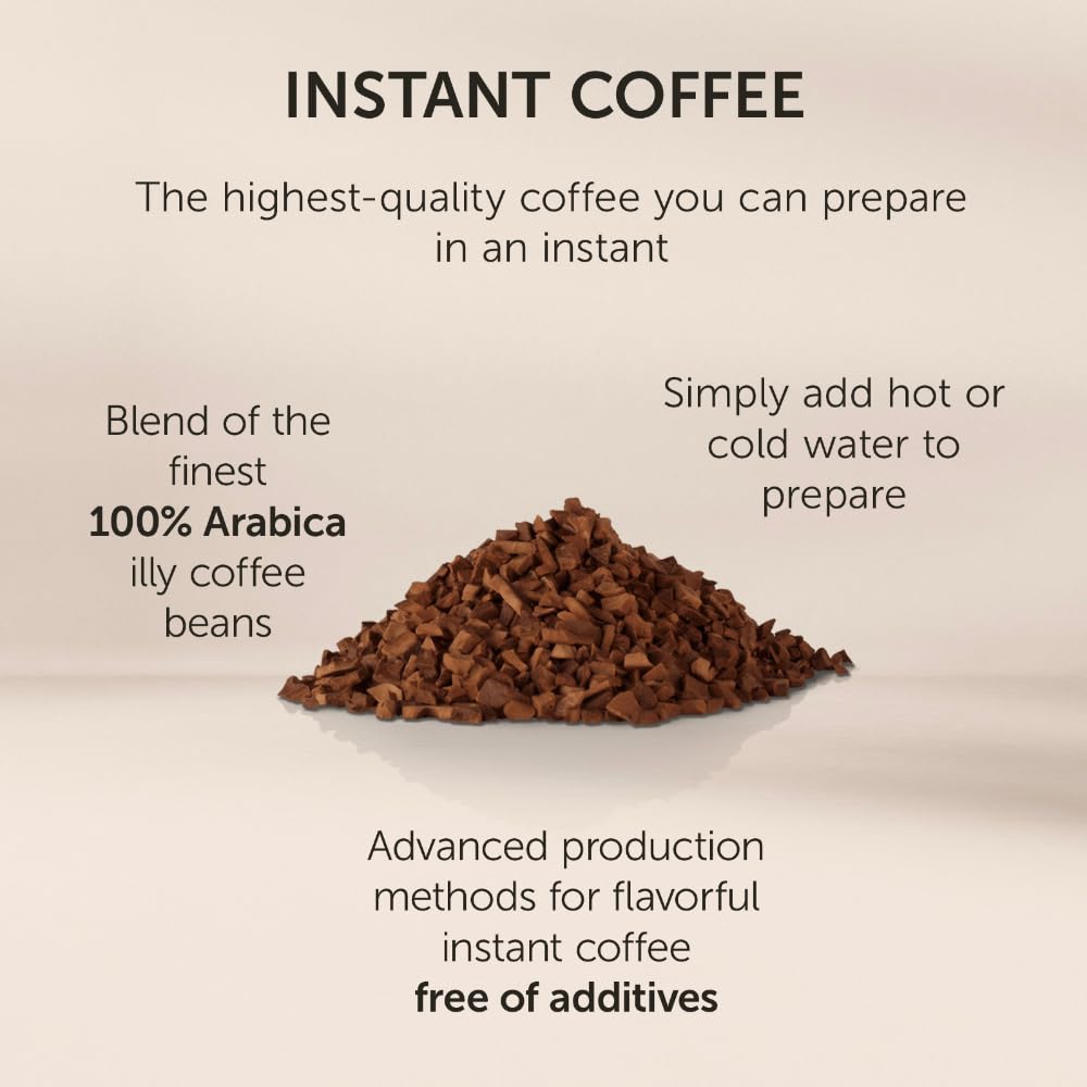 illy_Instant_Coffee-_100%_Arabica_Coffee_–_Classico_Medium_Roast_-_Notes_Of_Caramel,_Orange_Blossom_&_Jasmine_-_Easy_Preparation_-_Convenient_Coffee_Instant_Format_-_Roasted_In_Italy_–_3.3_Ounce