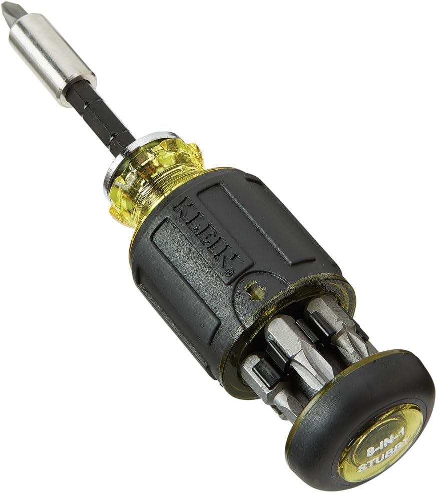 Klein_Tools_32308_Multi-bit_Stubby_Screwdriver,_Impact_Rated_8-in-1_Adjustable_Magnetic_Tool_with_Phillips,_Slotted,_Square_and_Nut_Driver