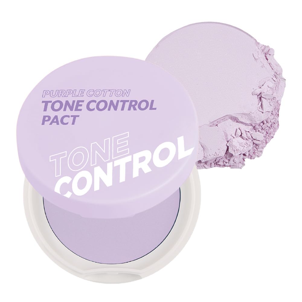 I&amp;#39;M MEME Compact - Purple Cotton Tone Control Pact | Korean Pressed Setting Powder With Berry Complex, Makeup Powder, Translucent Compact, Finishing Powder, Oil Free Face Powder, Preppy Stuff, 0.35 Oz