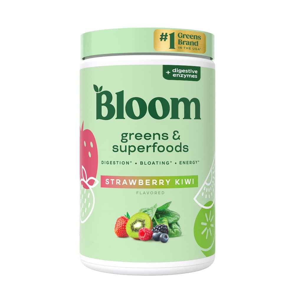 Bloom Nutrition Superfood Greens Powder, Digestive Enzymes with Probiotics and Prebiotics, Gut Health, Bloating Relief for Women, Chlorella, Green Juice Mix with Beet Root Powder