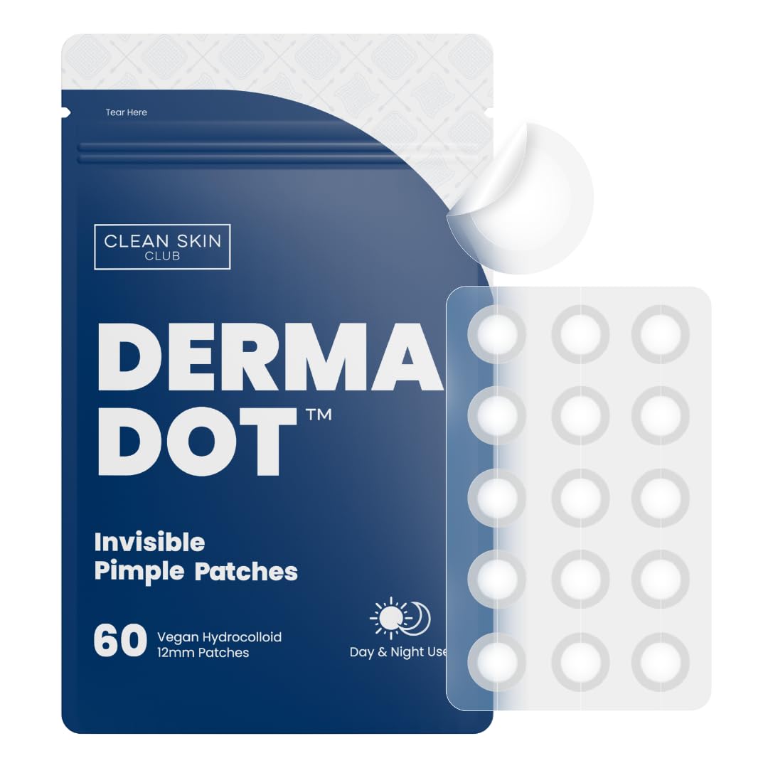CLEAN_SKIN_CLUB_60_Invisible_Vegan_Pimple_Patches,_Derma_Dot_Hydrocolloid_for_Covering_Zits,_Blackhead,_Blemish,_Absorbing_Face_Cover_Sticker,_Skincare_Treatment,_Non_Toxic_Ingredients