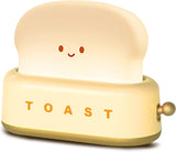 QANYI Desk Decor Toaster Lamp, Rechargeable Small Lamp with Smile Face Toast Bread Cute Toaster Shape Room Decor Night Light for Bedroom, Bedside, Living Room, Dining, Desk Decorations, Gift
