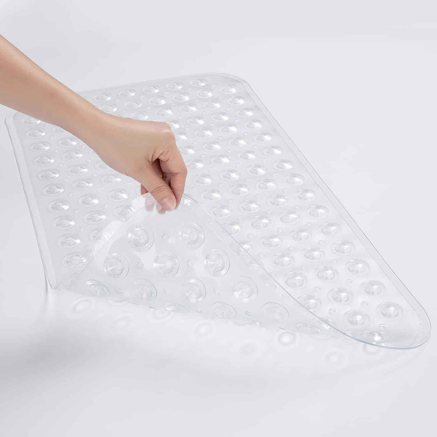 AmazerBath Bath Tub Mat, Medium Size 27.6 x 15 Inches Non-Slip Shower Mats with Suction Cups and Drain Holes, Bathroom Bathtub Mats Machine Washable