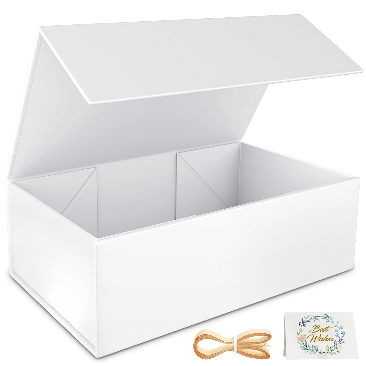 RYDDOY White Gift Box, 12x6x4&amp;#39;&amp;#39; Gift boxes for Presents with Lids Magnetic Closure Rectangle Collapsible for Bridesmaid Proposal Box, Wedding, Christmas, Halloween, Birthday Gift Packging