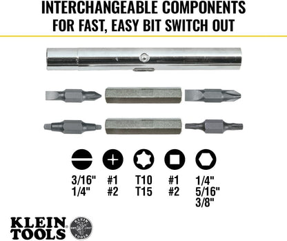 Klein_Tools_32500_11-in-1_Screwdriver/Nut_Driver_Set,_8_Bits_(Phillips,_Slotted,_Torx,_Square),_3_Nut_Driver_Sizes,_Cushion_Grip_Handle