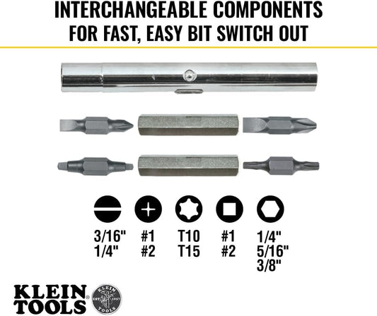 Klein_Tools_32500_11-in-1_Screwdriver/Nut_Driver_Set,_8_Bits_(Phillips,_Slotted,_Torx,_Square),_3_Nut_Driver_Sizes,_Cushion_Grip_Handle