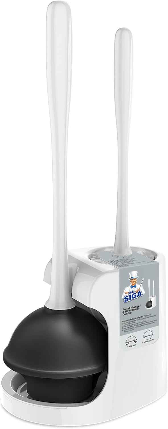 MR.SIGA Toilet Plunger and Bowl Brush Combo for Bathroom Cleaning, 1 Set