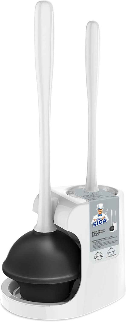 MR.SIGA Toilet Plunger and Bowl Brush Combo for Bathroom Cleaning, 1 Set