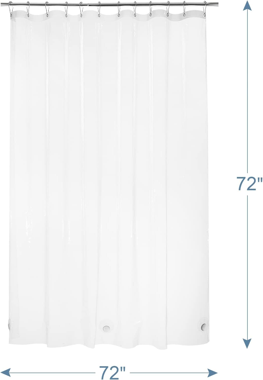 AmazerBath_Heavy_Duty_Shower_Curtain_Liner_12_Gauge,_72_x_72_Inches_Clear_Shower_Curtain_Liner_with_3_Clear_Stones_and_12_Grommet_Holes,_Weighted_Plastic_Shower_Liner