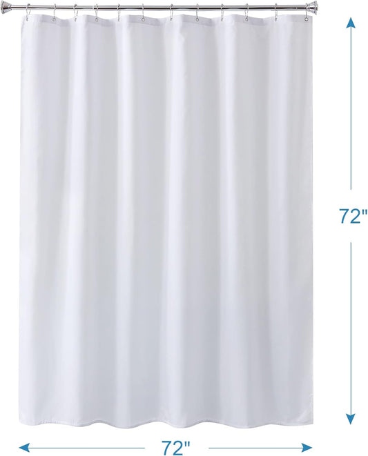 Amazer_White_Shower_Liner_Cloth_Waterproof,_White_Shower_Curtain_Liner_Fabric_with_Weighted_Stones,_Washable_Shower_Curtain_and_Liner_2-in-1,_120G_Heavy_Duty,_12_Grommet_Holes,_72_x_72_Inches