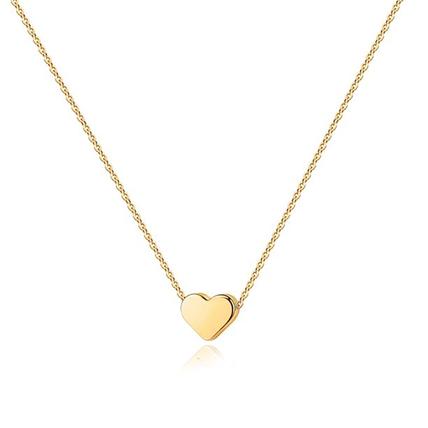 PAVOI 14K Gold Plated Cubic Zirconia Heart Necklace | Cute Dainty Love Pendant Necklaces for Women - Valentines Day Trendy Jewelry