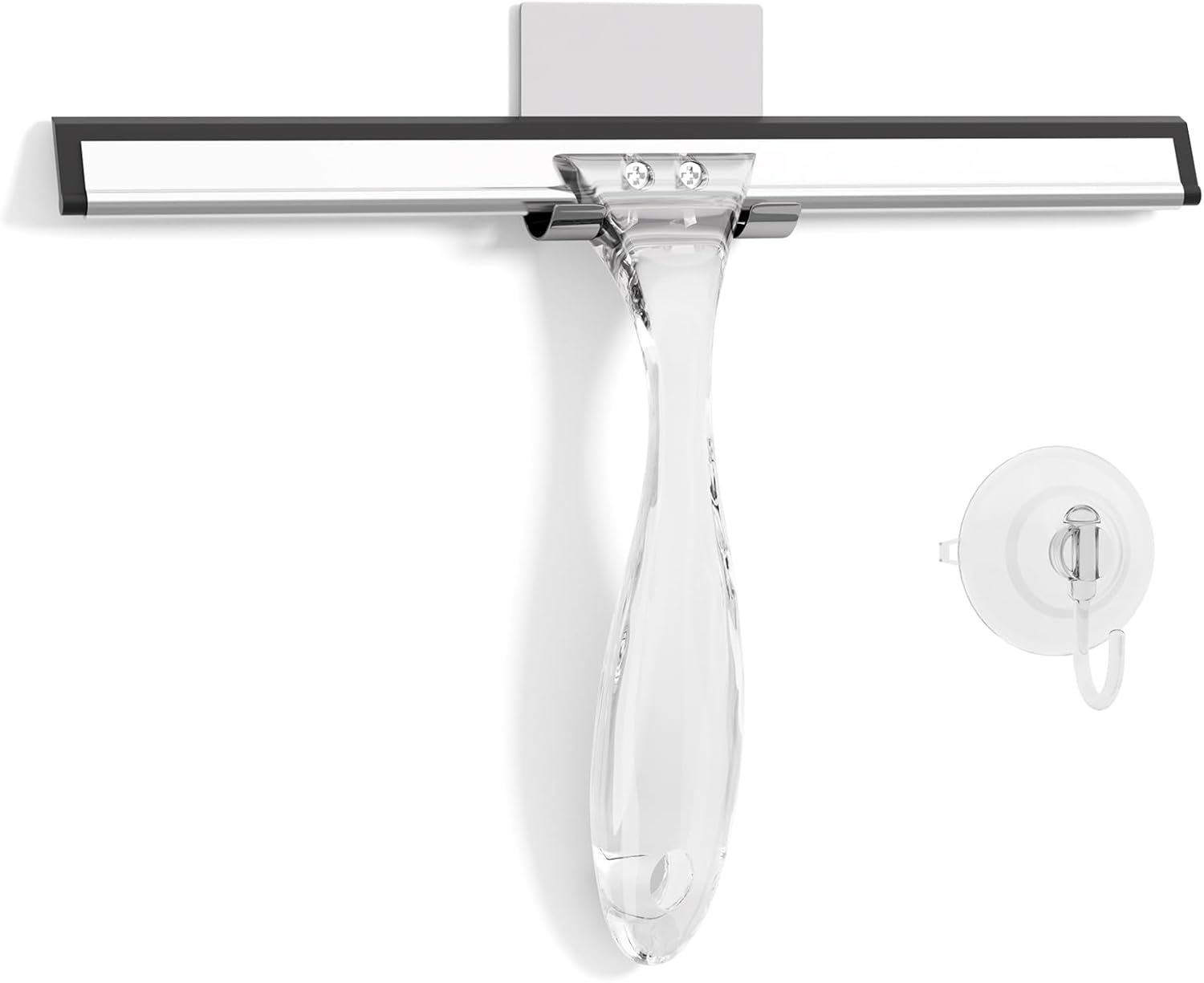 AmazerBath_Shower_Squeegee_for_Glass_Doors,_All-Purpose_Squeegee_with_Suction_Hook_&_Adhesive_Hook,_Clear_Squeegee_for_Shower_Glass,_Windows,_Mirrors,_Tiles_and_Car_Windows_-_10_Inches,_Clear