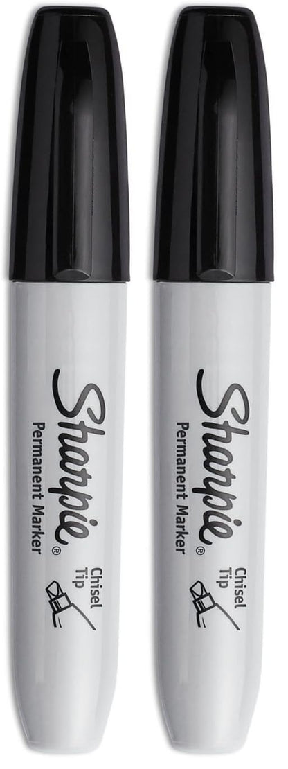 SHARPIE Permanent Markers Chisel Tip Black 4 Count (Pack of 2)