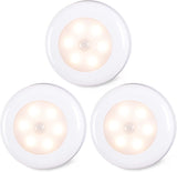 STAR-SPANGLED 3 Pack 2.8” Motion Sensor Lights Indoor AAA Battery Operated, Stick on LED Puck Light for Stairs, Under Cabinet, Closet, Cool White