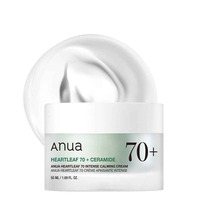 Anua Heartleaf 70 Intense Calming Cream with Ceramide & Panthenol, Face Moisturizer for Dry Skin, Barrier Repair, Glass Skin Hydration, Fragrance-free, Paraben-free, Korean skin care, 1.69 fl.oz