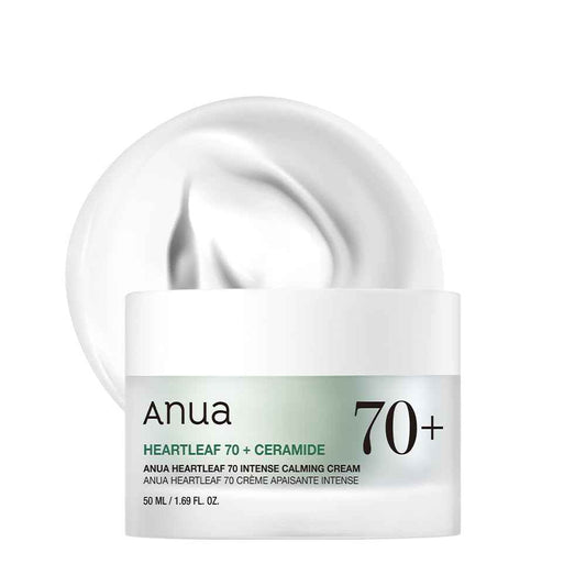 Anua Heartleaf 70 Intense Calming Cream with Ceramide & Panthenol, Face Moisturizer for Dry Skin, Barrier Repair, Glass Skin Hydration, Fragrance-free, Paraben-free, Korean skin care, 1.69 fl.oz