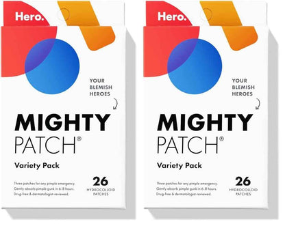 Mighty Patch™ Variety Pack from Hero Cosmetics - Hydrocolloid Acne Pimple Patches for Covering Zits and Blemishes, Spot Stickers for Face and Skin, Korean Skin Care