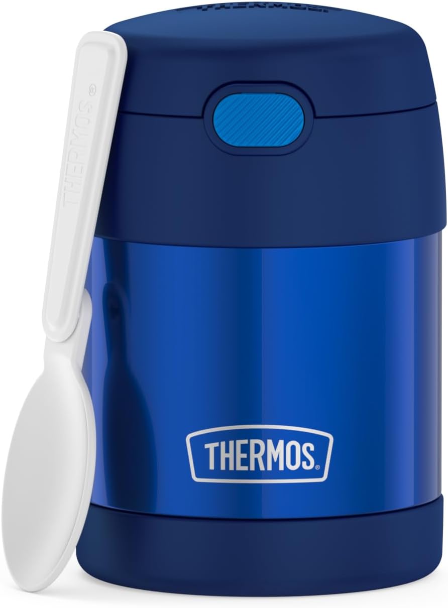 THERMOS_FUNTAINER_10_Ounce_Stainless_Steel_Vacuum_Insulated_Kids_Food_Jar_with_Folding_Spoon,_Navy
