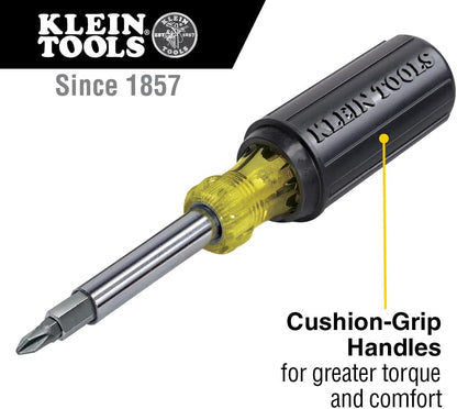 Klein_Tools_32500_11-in-1_Screwdriver/Nut_Driver_Set,_8_Bits_(Phillips,_Slotted,_Torx,_Square),_3_Nut_Driver_Sizes,_Cushion_Grip_Handle