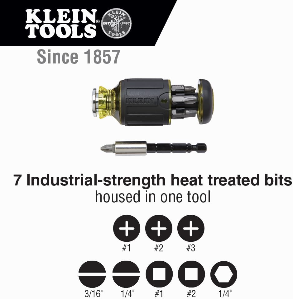 Klein_Tools_32308_Multi-bit_Stubby_Screwdriver,_Impact_Rated_8-in-1_Adjustable_Magnetic_Tool_with_Phillips,_Slotted,_Square_and_Nut_Driver