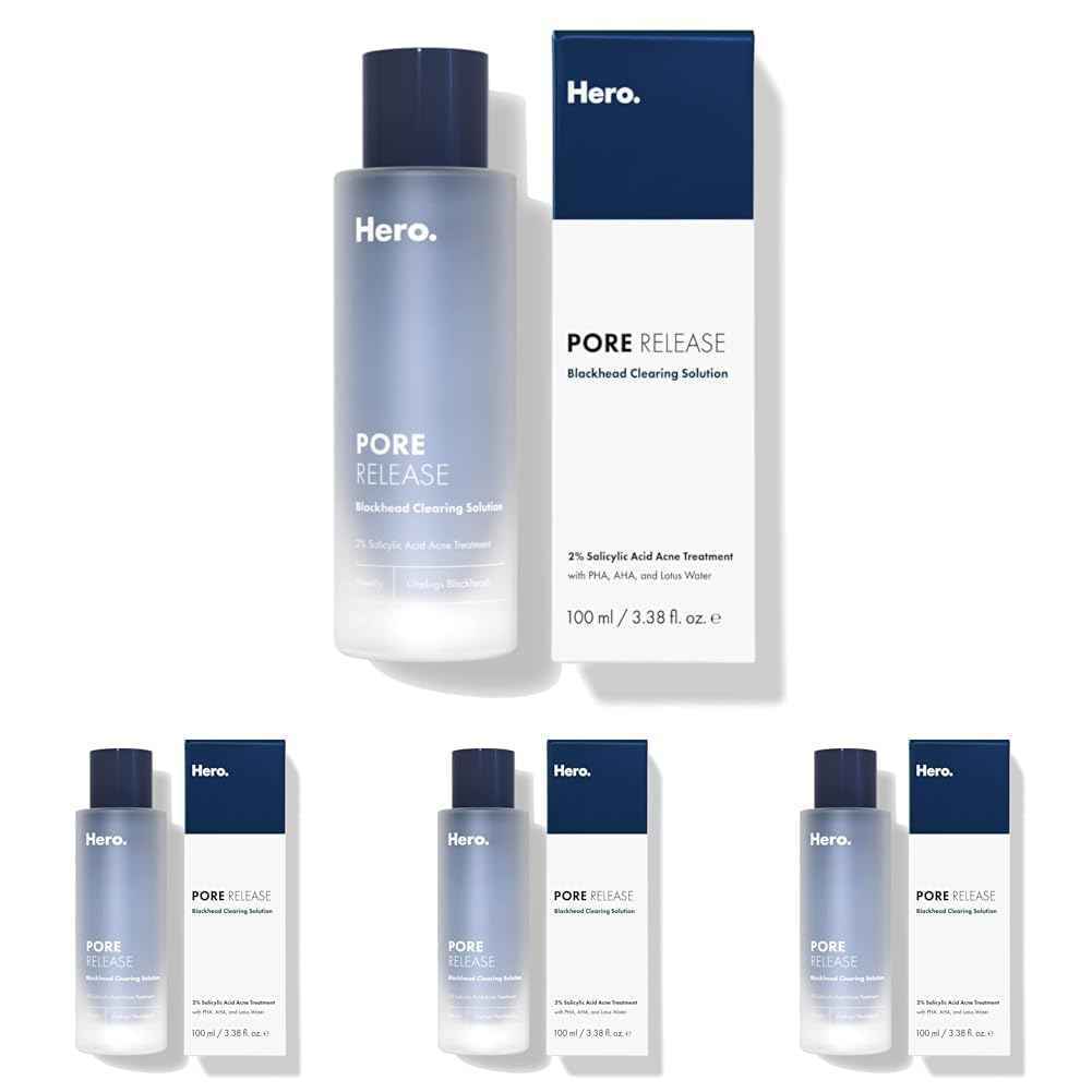Hero Cosmetics Pore Release Blackhead Clearing Solution, Exfoliating 2% Salicylic Acid Toner Featuring AHA, BHA, and PHA, Blackhead Remover Toner, 100 ml