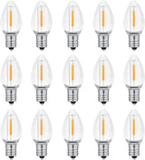 NETEHA 6 Pack C7 Clear Led Replacement Christmas Light Bulb, C7 E12 Base 120V Waterproof Led Bulbs for Christmas Outdoor String Lights, Halloween Decoration Bulb