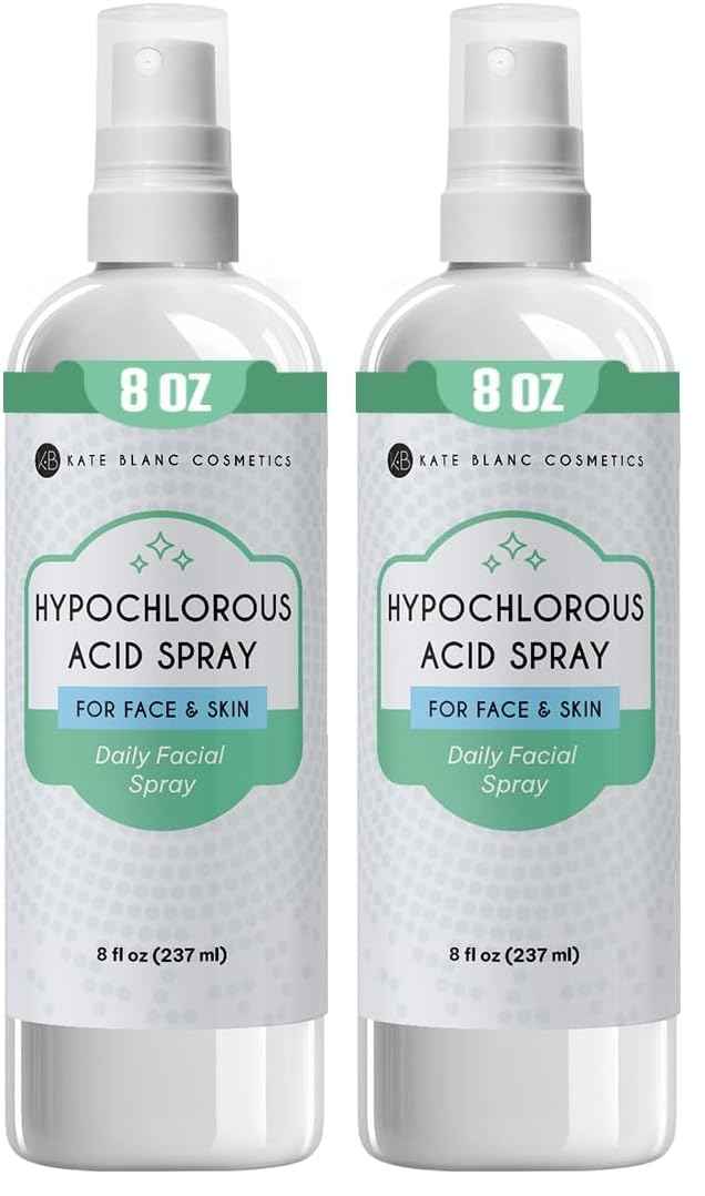 Kate Blanc Cosmetics Hypochlorous Acid Spray for Face and Skin. Gentle Facial Cleanser for Acne-Prone & Sensitive Skin with .02% HOCl