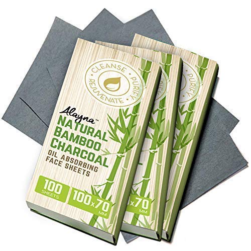 (3 PK) Oil Blotting Sheets- Natural Bamboo Charcoal Oil Absorbing Tissues- 300 Pcs Organic Blotting Paper- Beauty Blotters for the Face- Papers Remove Excess Shine- For Facial Make Up &amp;amp; Skin Care