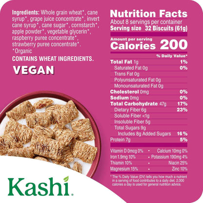 Kashi Berry Fruitful Organic Cereal – Morning Fiber Ritual for Wellness-Focused Adults, 17.2oz Resealable Box