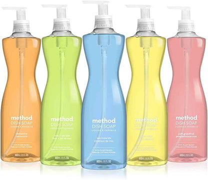 Method Gel Dish Soap, Clementine Scent, Tough on Grease & Stuck-on Food, Cruelty Free Formula, Made with Recycled Plastic