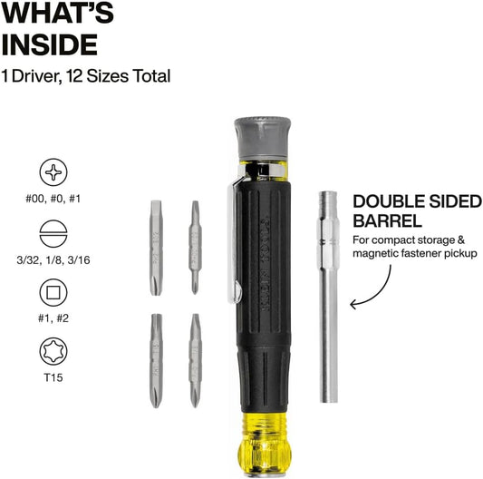 Klein_Tools_32600P_Mini_Precision_Screwdriver_with_Pocket_Clip,_13-in-1_Magnetic_All-Purpose_Driver_with_Nut_Drivers,_Phillips,_Slotted,_and_TORX_Tips