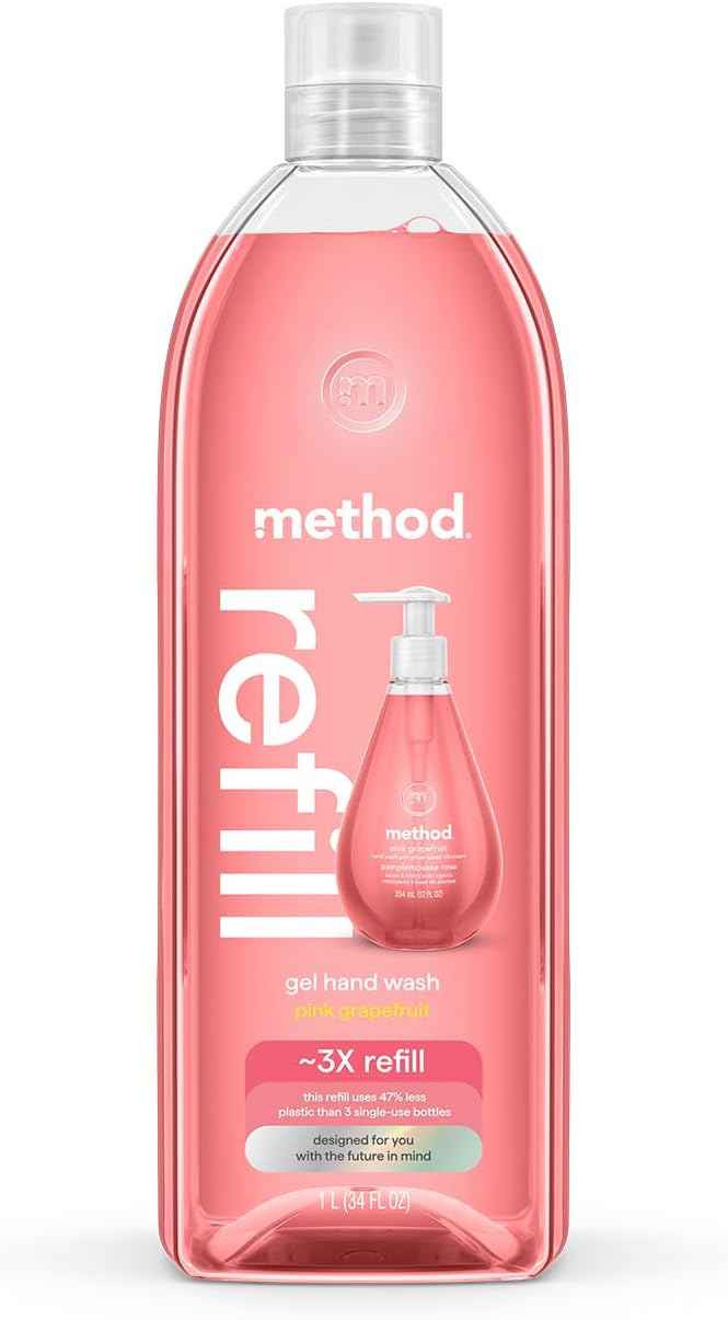 Method Gel Hand Soap, Refill, Pink Grapefruit, 34 Ounce