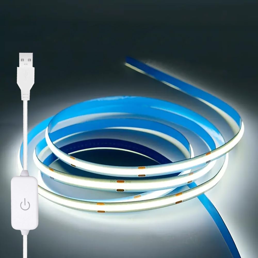A_5V_USB_LED_Light_Strip,_COB_LED_Strip_Lights,_White_5V_LED_Lights,_Small_LED_Strip_Light,_TV_Lights_for_TV_Under_Cabinet_Kitchen_Living_Room_Shelving_or_Displays_(White/Warm_3.28ft/6.56ft)