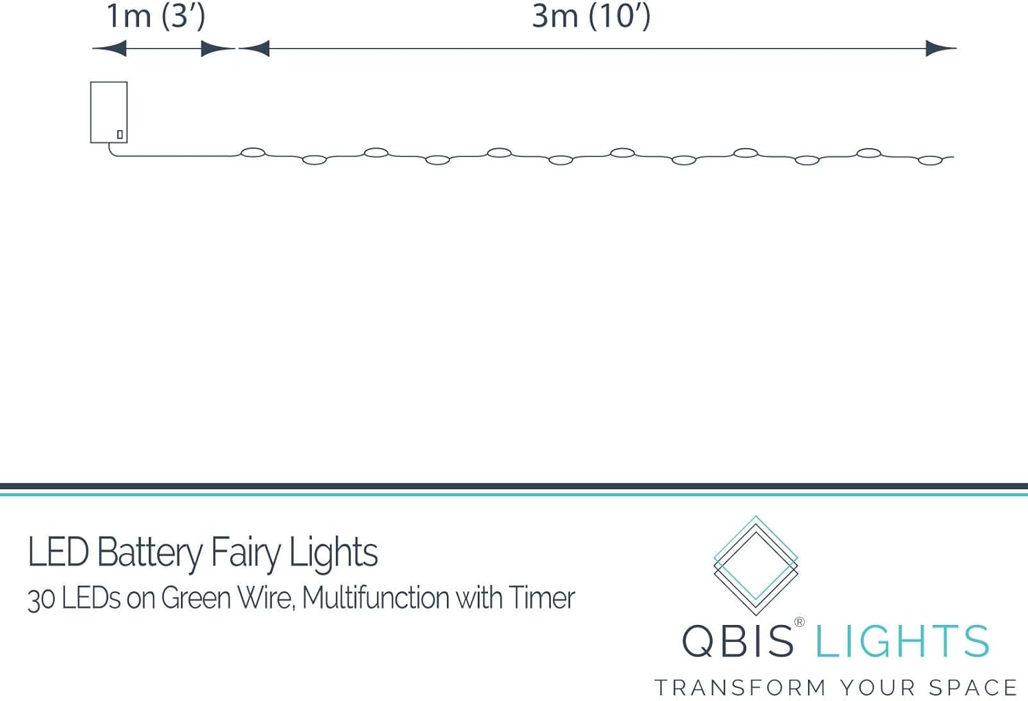 QBIS_Outdoor_Christmas_Lights_-_Fairy_Lights_Battery_Operated_with_Small_Warm_White_LEDs,_Green_Wire,_Multifunction,_6hr_Timer,_Indoor/Outdoor_Battery_Operated_String_for_Wreath,_Garland_or_Tree