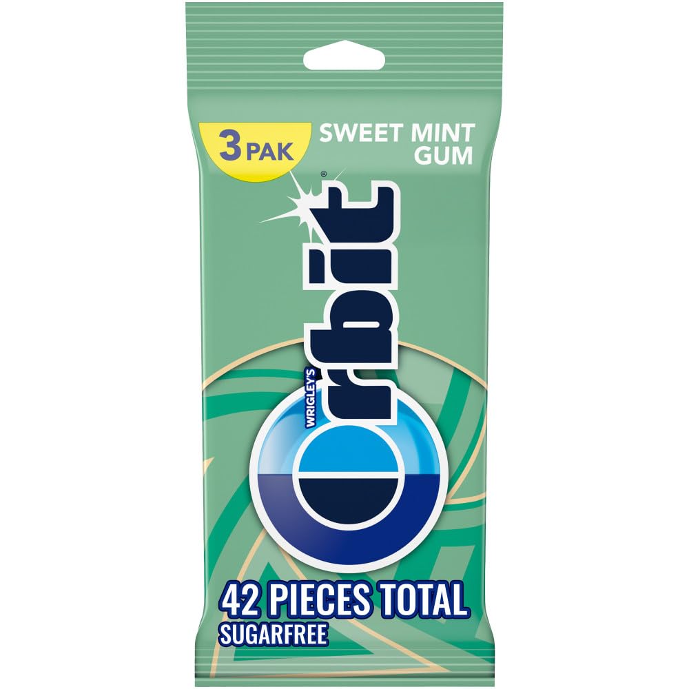 ORBIT Sweet Mint Sugar Free Back to School Chewing Gum, 3 Ct Packs, Bulk Gum Packs